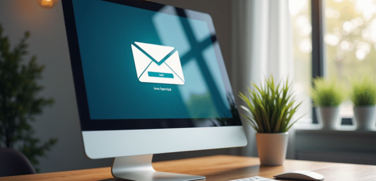Information utile : webmail de l’IA73, messagerie et aide à la connexion Espace de travail moderne avec écran affichant une connexion email