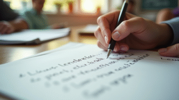 Salle de classe lumineuse avec phrase manuscrite en français