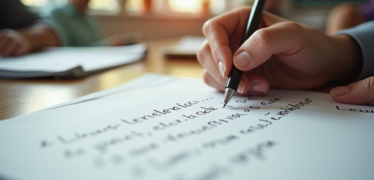 Salle de classe lumineuse avec phrase manuscrite en français