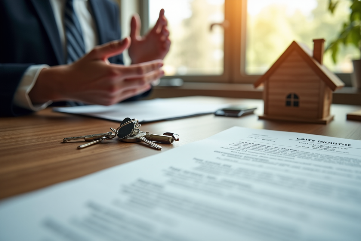 Détails de documents légaux avec clés et modèle de cabane
