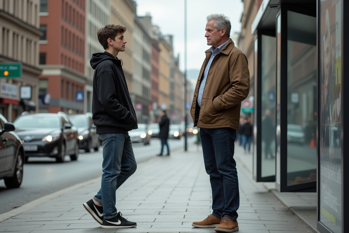 Un adolescent et un homme d