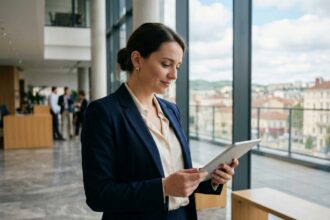 Femme professionnelle en bureau moderne à SaintÉtienne