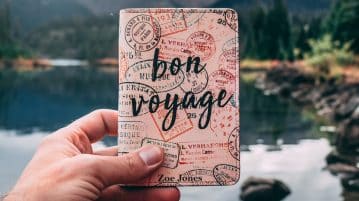 white Bon Voyage leather bi-fold wallet