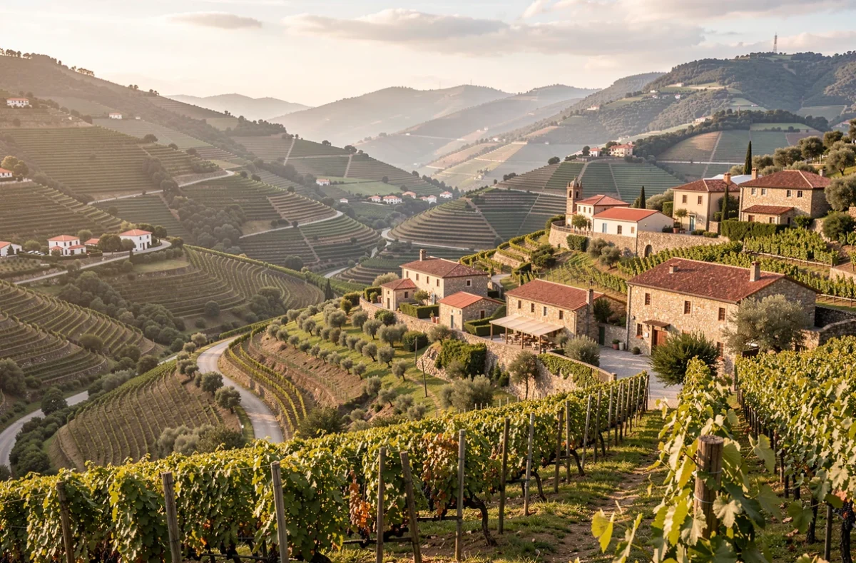 Maisons de pierre et vignes dans la vallée du Douro