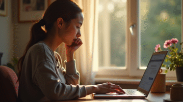 Personne naviguant sur un site de souvenirs en ligne