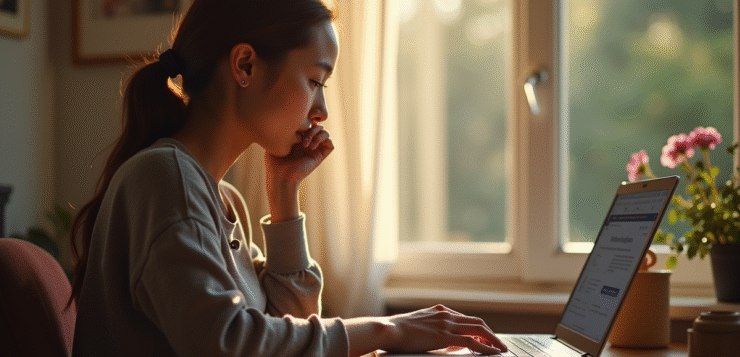 Personne naviguant sur un site de souvenirs en ligne