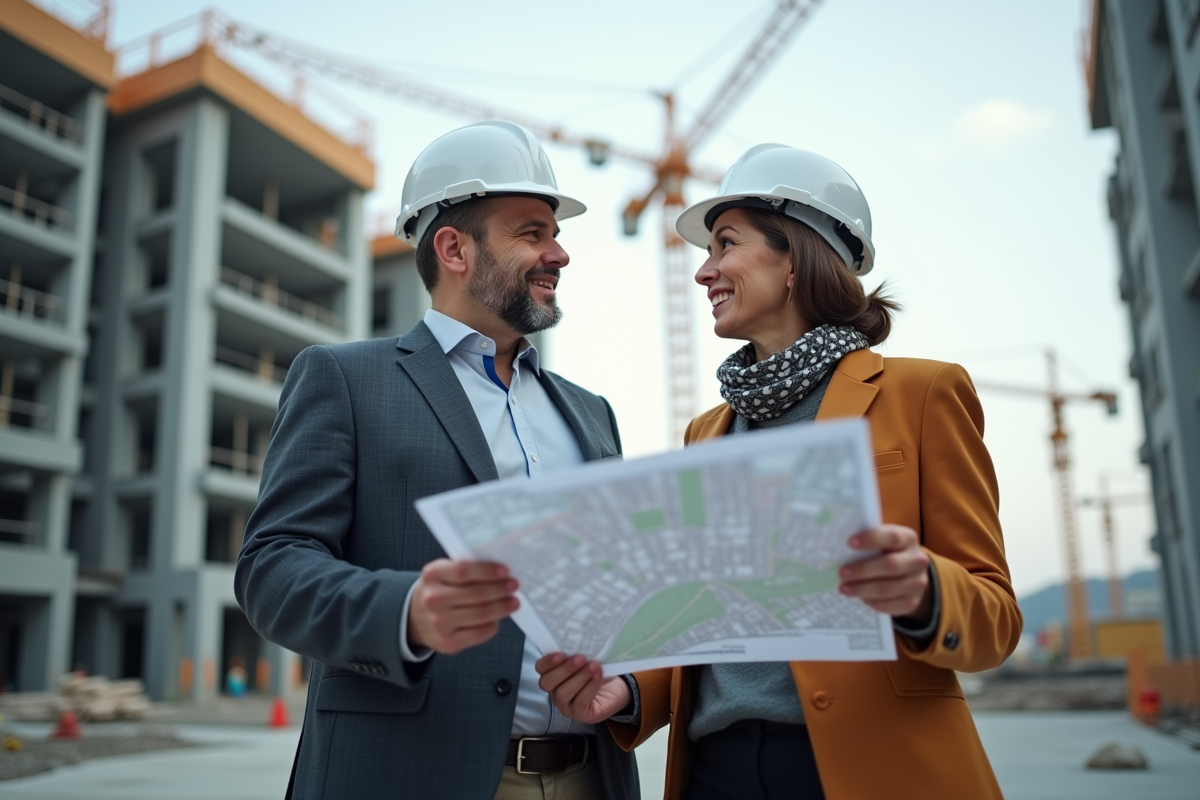 Deux urbanistes analysent un plan lors d