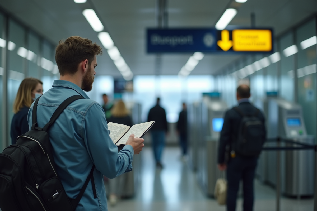 Voyageur inquiet devant un contrôle aux frontières au Royaume-Uni